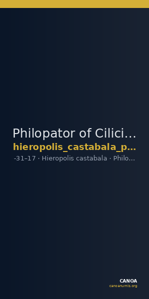 Philopator of Cilicia Hieropolis Castabala BMC Philopator 1 — CANOA