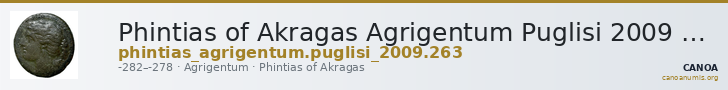 Phintias of Akragas Agrigentum Puglisi 2009 263 — CANOA