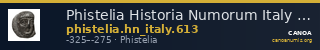 Phistelia Historia Numorum Italy 613 — CANOA