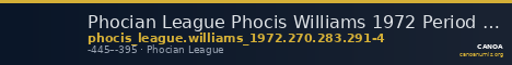 Phocian League Phocis Williams 1972 Period IV, 270; 283; 291-4 — CANOA
