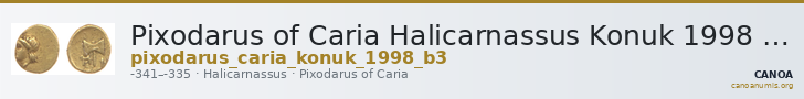Pixodarus of Caria Halicarnassus Konuk 1998 B3 — CANOA