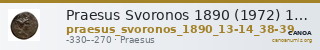 Praesus Svoronos 1890 (1972) 13-14, 38-39 — CANOA