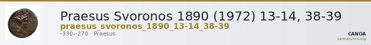 Praesus Svoronos 1890 (1972) 13-14, 38-39 — CANOA