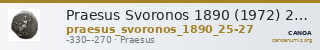 Praesus Svoronos 1890 (1972) 25-27 — CANOA