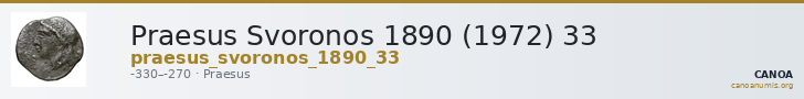 Praesus Svoronos 1890 (1972) 33 — CANOA