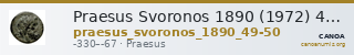 Praesus Svoronos 1890 (1972) 49-50 — CANOA
