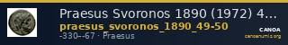 Praesus Svoronos 1890 (1972) 49-50 — CANOA