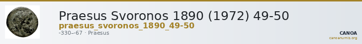 Praesus Svoronos 1890 (1972) 49-50 — CANOA