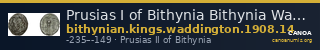 Prusias I of Bithynia Bithynia Waddington 1908 14 — CANOA