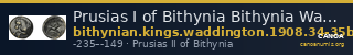 Prusias I of Bithynia Bithynia Waddington 1908 34-35b — CANOA