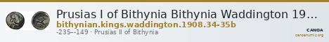 Prusias I of Bithynia Bithynia Waddington 1908 34-35b — CANOA