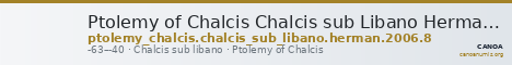 Ptolemy of Chalcis Chalcis sub Libano Herman 2006 8 — CANOA