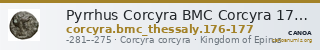 Pyrrhus Corcyra BMC Corcyra 176-177 / 173-181 — CANOA