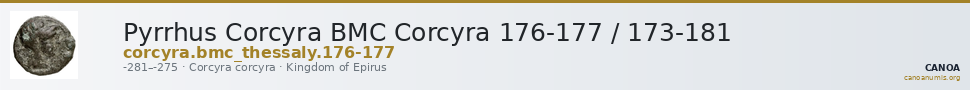 Pyrrhus Corcyra BMC Corcyra 176-177 / 173-181 — CANOA