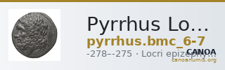 Pyrrhus Locri Epizephyrii BMC Pyrrhus 6-7 — CANOA
