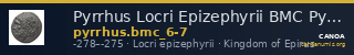 Pyrrhus Locri Epizephyrii BMC Pyrrhus 6-7 — CANOA