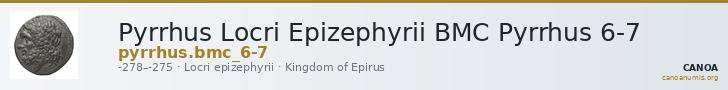 Pyrrhus Locri Epizephyrii BMC Pyrrhus 6-7 — CANOA
