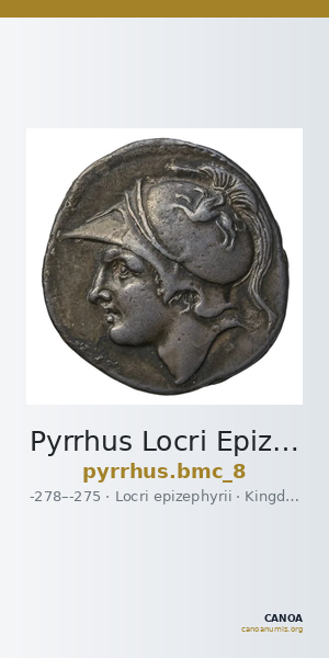 Pyrrhus Locri Epizephyrii BMC Pyrrhus 8 — CANOA