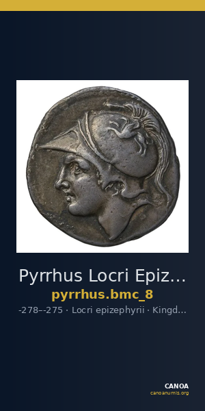 Pyrrhus Locri Epizephyrii BMC Pyrrhus 8 — CANOA