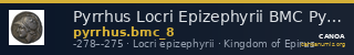 Pyrrhus Locri Epizephyrii BMC Pyrrhus 8 — CANOA