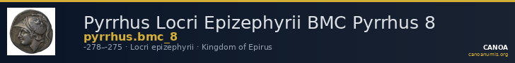 Pyrrhus Locri Epizephyrii BMC Pyrrhus 8 — CANOA
