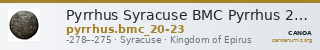 Pyrrhus Syracuse BMC Pyrrhus 20-23 — CANOA