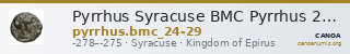 Pyrrhus Syracuse BMC Pyrrhus 24-29 — CANOA