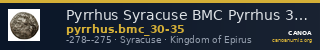 Pyrrhus Syracuse BMC Pyrrhus 30-35 — CANOA