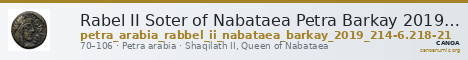 Rabel II Soter of Nabataea Petra Barkay 2019 214-6, 218-21 — CANOA