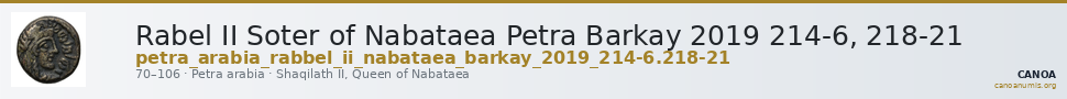Rabel II Soter of Nabataea Petra Barkay 2019 214-6, 218-21 — CANOA