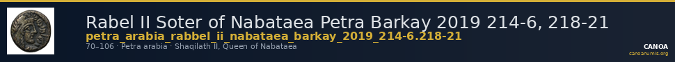 Rabel II Soter of Nabataea Petra Barkay 2019 214-6, 218-21 — CANOA