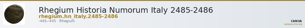 Rhegium Historia Numorum Italy 2485-2486 — CANOA