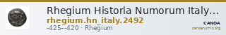 Rhegium Historia Numorum Italy 2492 — CANOA