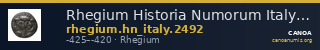 Rhegium Historia Numorum Italy 2492 — CANOA