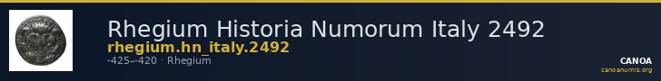 Rhegium Historia Numorum Italy 2492 — CANOA