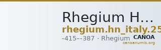 Rhegium Historia Numorum Italy 2500 — CANOA