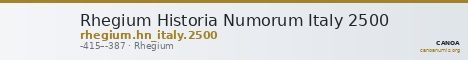 Rhegium Historia Numorum Italy 2500 — CANOA