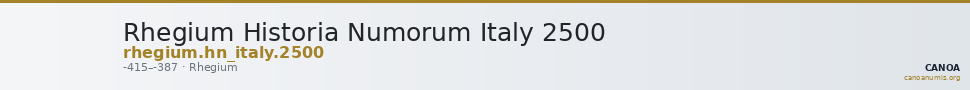 Rhegium Historia Numorum Italy 2500 — CANOA