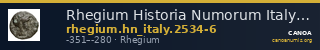 Rhegium Historia Numorum Italy 2534-6 — CANOA