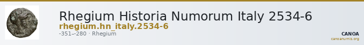 Rhegium Historia Numorum Italy 2534-6 — CANOA