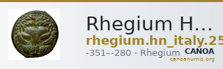 Rhegium Historia Numorum Italy 2537-8 — CANOA