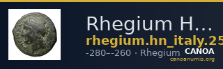 Rhegium Historia Numorum Italy 2540 — CANOA