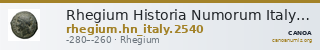 Rhegium Historia Numorum Italy 2540 — CANOA