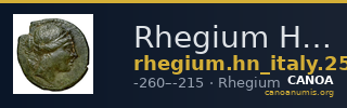 Rhegium Historia Numorum Italy 2544 — CANOA