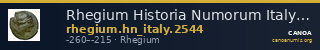 Rhegium Historia Numorum Italy 2544 — CANOA