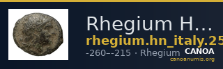 Rhegium Historia Numorum Italy 2545 — CANOA