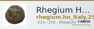 Rhegium Historia Numorum Italy 2553 — CANOA