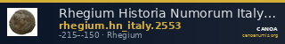 Rhegium Historia Numorum Italy 2553 — CANOA