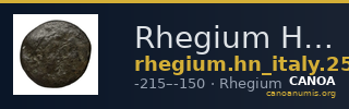 Rhegium Historia Numorum Italy 2559 — CANOA