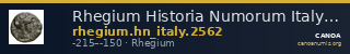 Rhegium Historia Numorum Italy 2562 — CANOA